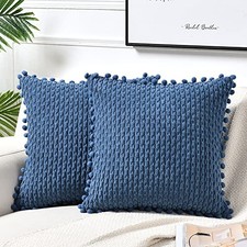Set of 2 Decorative Throw Pillow Covers 18x18 18" x 18" Pack of 2 Dusty Blue