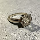 Vintage Seta Sterling Silver 3 Carat Emerald Cut CZ Diamond Ring — photo 1