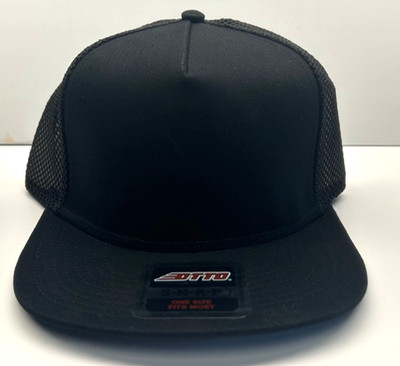 OTTO CAP '' SNAP'' 5 Panel Mid Profile Mesh Back Trucker Snapback Hat Blank Black