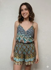 Value and Comfort Women's Summer Romper Sleeveless Spaghetti Strap Size Small