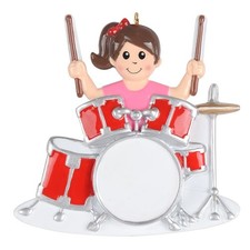 Drum Girl Christmas Ornament, 2025 Personalized Drummer Playing Drum Ornament...