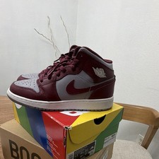 Jordan Air Jordan 1 Mid GS Mid Top Leather Burgundy/Gray 5.5Y DQ8423-615