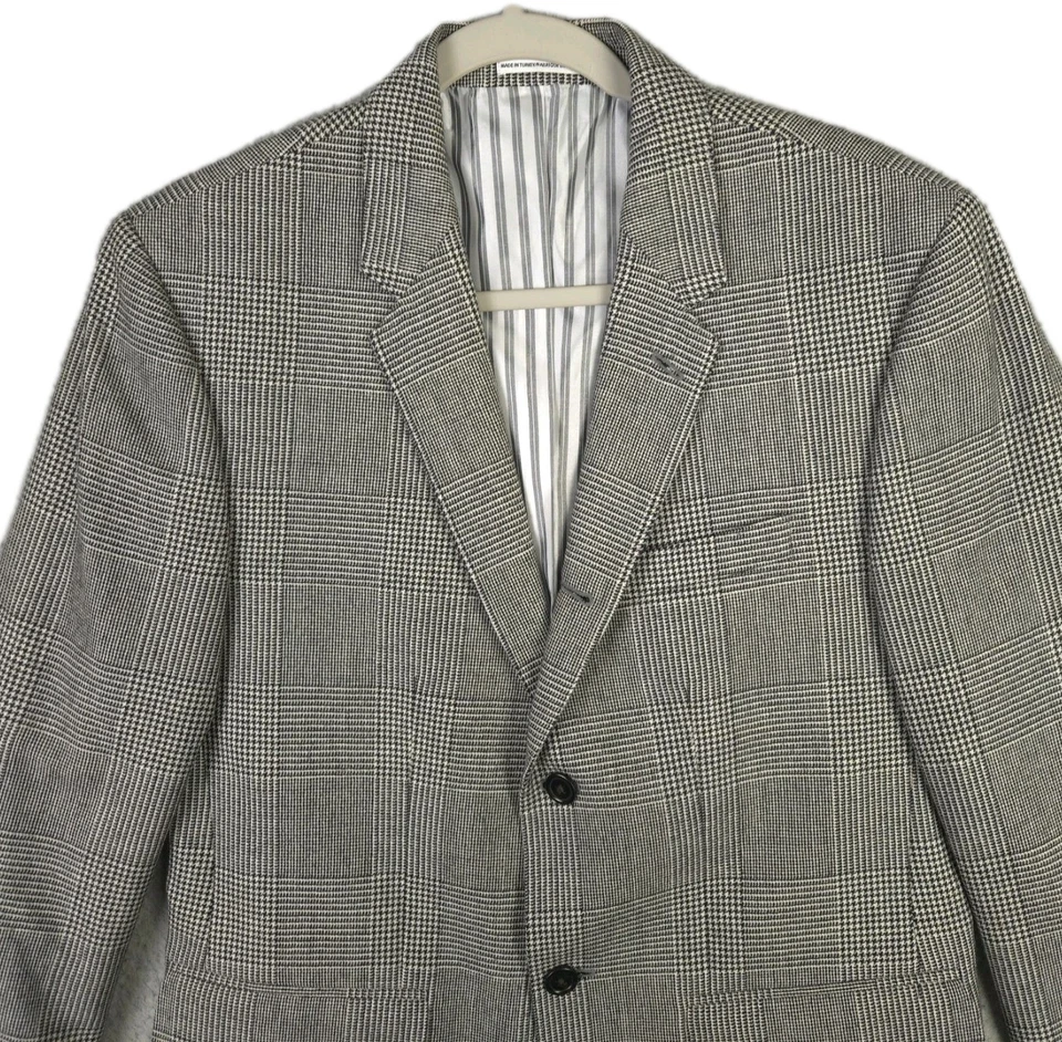 Club Monaco RECENT Glen Plaid Check Sport Coat 3/2 Roll Dual Vented 40R Slim Fit - Image 2 of 4