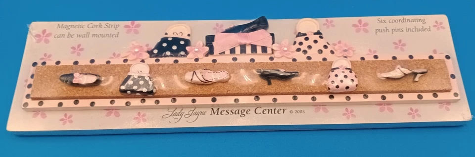 NEW Vintage LADY JAYNE MESSAGE Memo CENTER MAGNETIC CORK STRIP Glamour Pin Shoes - Image 2 of 4