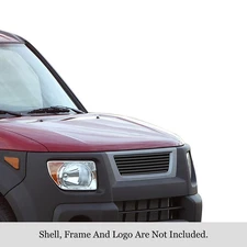 For Honda Element 03-06 Black 8x6 mm Horizontal Billet Main & Bumper Grille Set