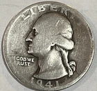 1941-S Washington Quarter. 90% Silver. Free Shipping