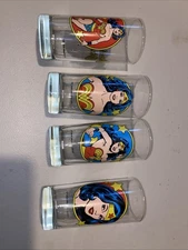 DC Comics Wonder Woman Glass Pepsi Drinking Cups Lot Of (4)