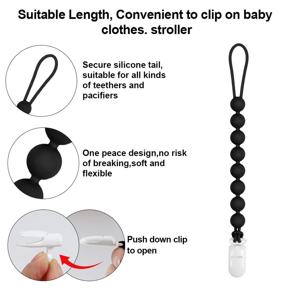 Baby Food Grade Silicone Carrier Vehicle Teether Toy with Pacifier Clip Holde... - Image 3 of 4