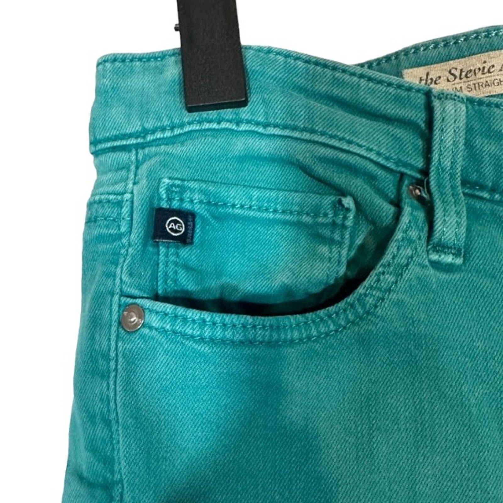 AG Adriano Goldschmied Teal Blue Stevie Ankle Slim Straight Denim Jeans Women 27 thumbnail 5