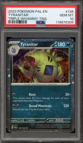 Pokemon Tyranitar Paldea Evolved Triple Whammy Tins Holo Rare #135 PSA 10