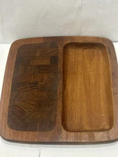 VINTAGE DANSK DENMARK TEAK WOOD CHEESE CRACKER SNACK TRAY CHARCUTERIE BOARD