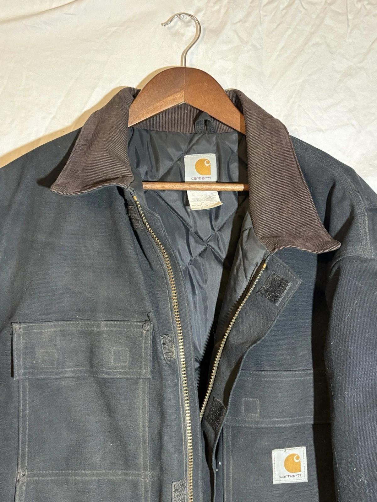Carhartt Arctic Corduroy Collar Jacket Black Vintage1990s J02 BLK Large/XL - product detail image 4