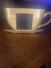 TEACUP/Coffee Cup Picture Photo Frame 2.5 X 2.5  Gold Tone Picture Frame