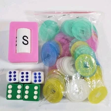 Mah Jong Game Wind Indicator, Counter Chips, and Dice. Mahjong Modern Style 