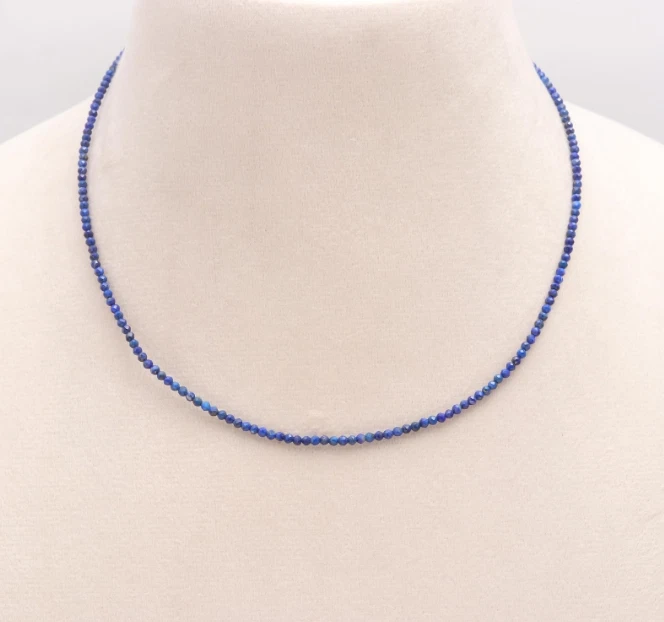 Ожерелье с лазуритом изящное синее с драгоценными камнями исцеляющее женское ювелирное украшение подарки - Изображение 2 из 4