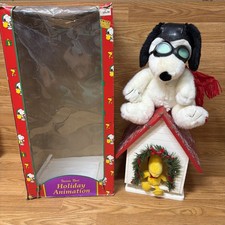 Rare VTG 1997 Santa's Best Holiday Motion Snoopy Woodstock Red Baron AS IS READ