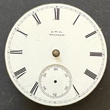 Antique 1880 Waltham WM Ellery 1877 Pocket Watch Movement Parts/Repair 18s 7j