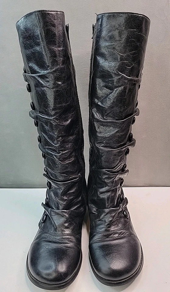 Miz Mooz Bobbie Bloom Wedge Button Boots Brown Leather Womens Sz 7M - BEAUTIFUL! - Image 3 of 4