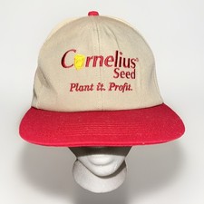 Vintage CORNELIUS SEEDS K-Products Hat Cap Snapback Beige Farm Made In USA