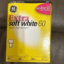 GE Extra Soft White 60 Watt Light Bulbs Lot of 2 Bulbs NEW In Box 2 Removed