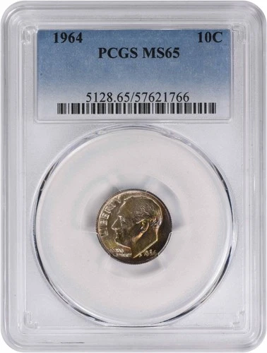 1964 Roosevelt Silver Dime MS65 PCGS Toned