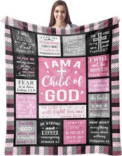 Christian Gifts for Women Blanket 60"X50" - I Am a Child of God Blankets - Inspi