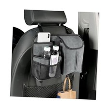 Car Back Seat Organizer, Multi Pockets Leather Auto Seat Hanging Bag with Gray