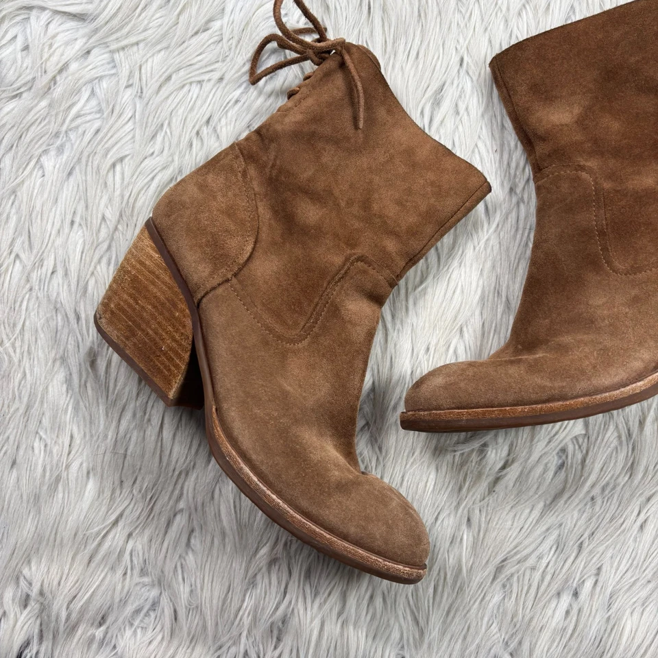 Kork-Ease Women's 6.5 Brown Tan Suede Cherna Calf Boots Boho Western Block Heel - Image 2 of 4