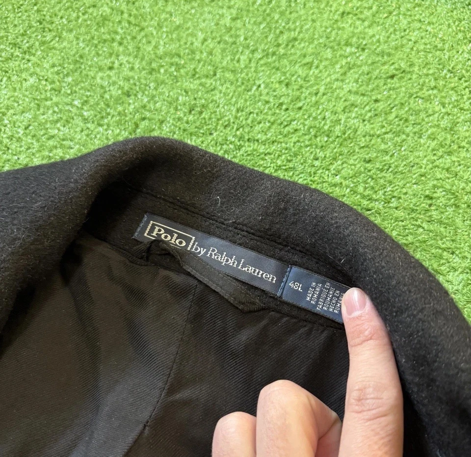 Auténtico Abrigo Polo Ralph Lauren Para Hombres Suave A Medida Mezcla de Lana Negro Talla 48L Foto 4 de 4