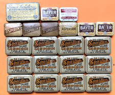 Lot of 21 Vintage Medicine Tins/Aspirin/Laxative/Silver Nitrate/Aspertane