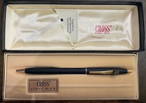 Disney Cross Mickey Mouse Logo Classic Century Matte Black Ballpoint Pen *READ*