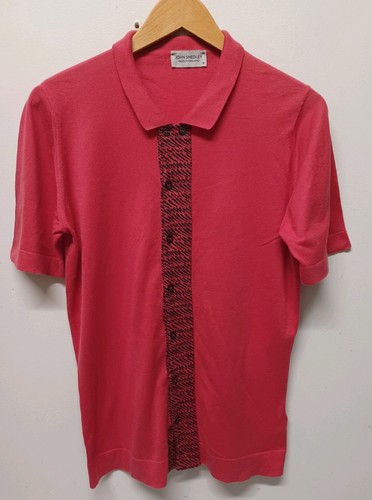 John Smedley, John Smedley Vintage Sea Island Cotton Polo top button front Medium mens red ex