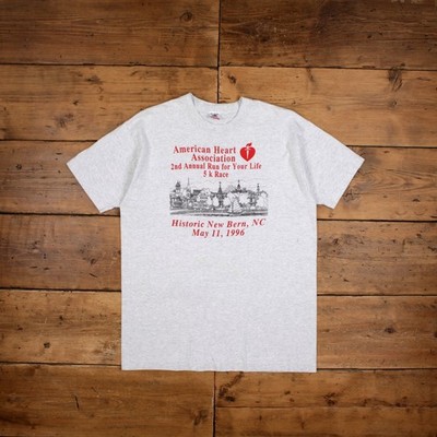 Vintage Fruit of the Loom T-Shirt XL Herren American Heart Association 90s grau