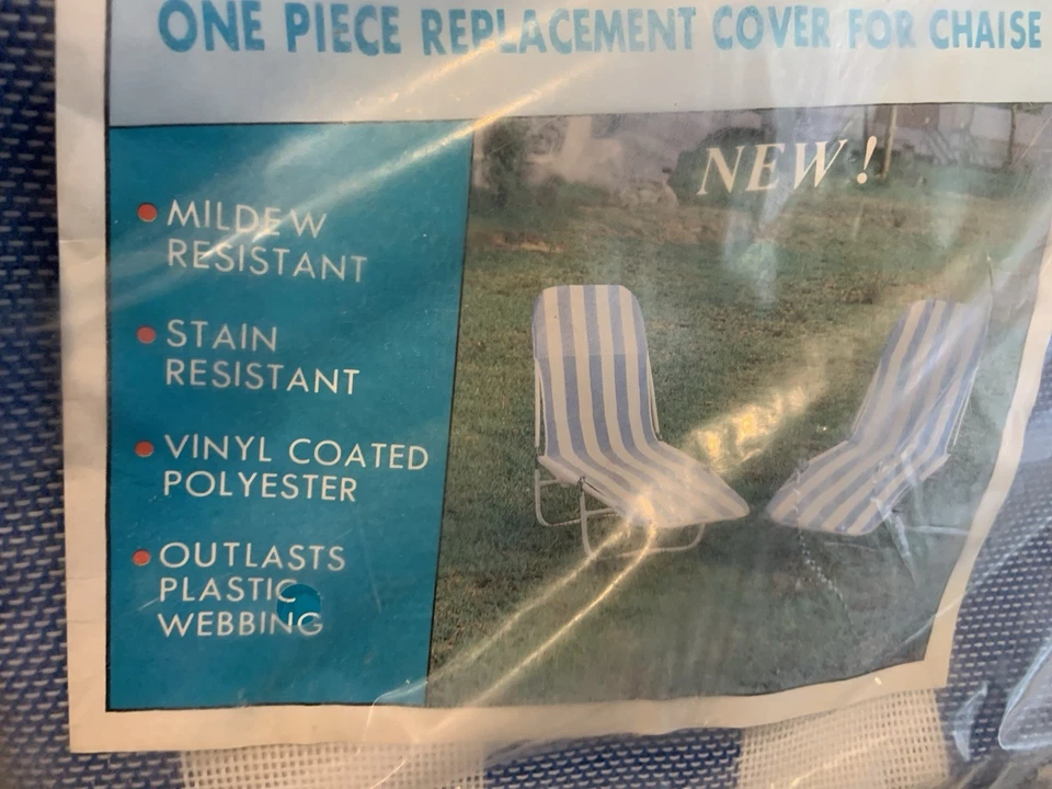 Cubierta de repuesto vintage para chaiselas de césped con palmeadas azul blanco NUEVO Foto 4 de 4