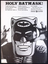 1966 General Electric ad Batman - free color Halloween Batmask