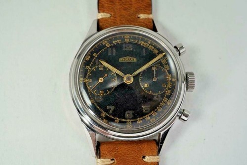 ANGELUS CHRONOGRAPH VINTAGE GILT BLACK DIAL CAL. 215 STAINLESS STEEL C.  1950'S | eBay