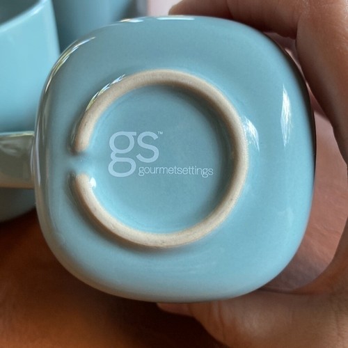 4 Light Blue Gourmet Settings Mugs 12 oz - Picture 2 of 3
