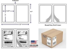 Perforated 200 Quality Round Corner Shipping Labels 2 Per Sheet 7.5" x 5.125"