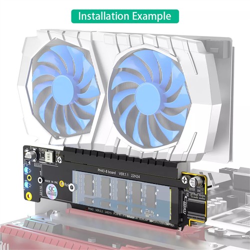Pour M.2 NVMe SSD PCIe 4.0 X16 vers Dual NVMe et 1xMore Adaptateur Signal PCIe x16 x8 - Photo 7/9