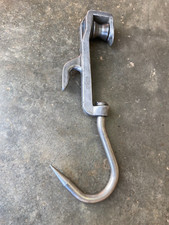 Ancien grand crochet de boucher en inox et alu, L42 cm