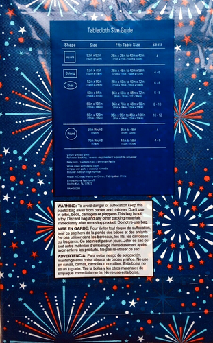 Tovaglia patriottica fuochi d'artificio festivi dimensioni var vinile con supporto in flanella di Elrene - Foto 3 di 4
