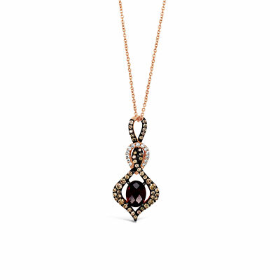 LeVian 14K Rotgold Halskette 1,76 ct Rhodolith Granat Schokolade Diamant Anhänger