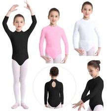 Girls Stretch Long Sleeve Mock Neck Leotard Gymnastic Ballet Dance Leotards Top