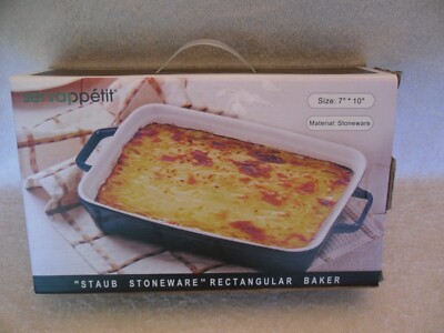 ''Staub Stoneware'' Servappetit Rectagular Baker Cobalt Blue 7X10 Inches