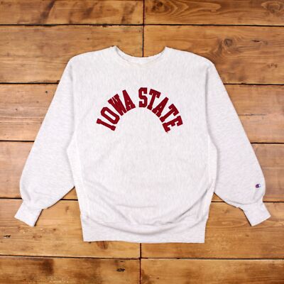 Vintage Champion College Sweatshirt XL Slim 90s Iowa State Reverse Weave Grau