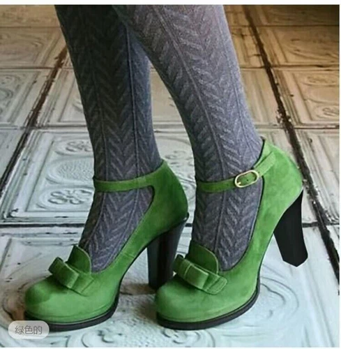 Round Toe Mary Jane Women's Fashion Block Heel Ankle Strap Shoes Lolita Bow Pump - Picture 6 of 22