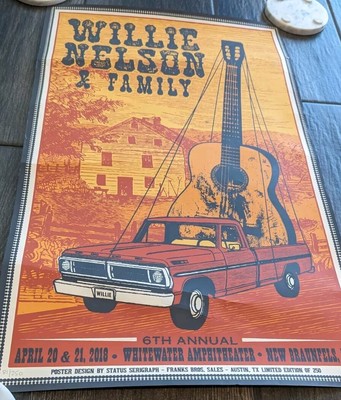 Willie Nelson Concert Poster 4/20 2018 New Braunfels TX