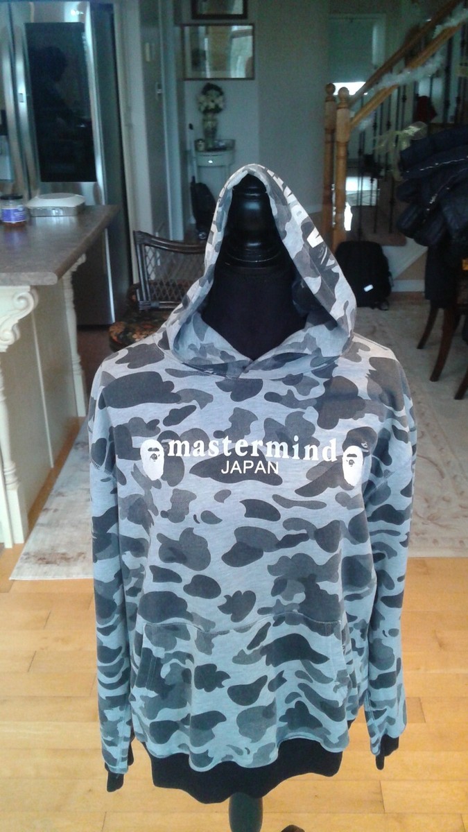 BAPE X MASTERMIND MEN CAMO HOODIE SIZE XL FIT L GREY COLOR BAPE X MASTERMIND MEN CAMO HOODIE SIZE XL FIT L GREY COLOR