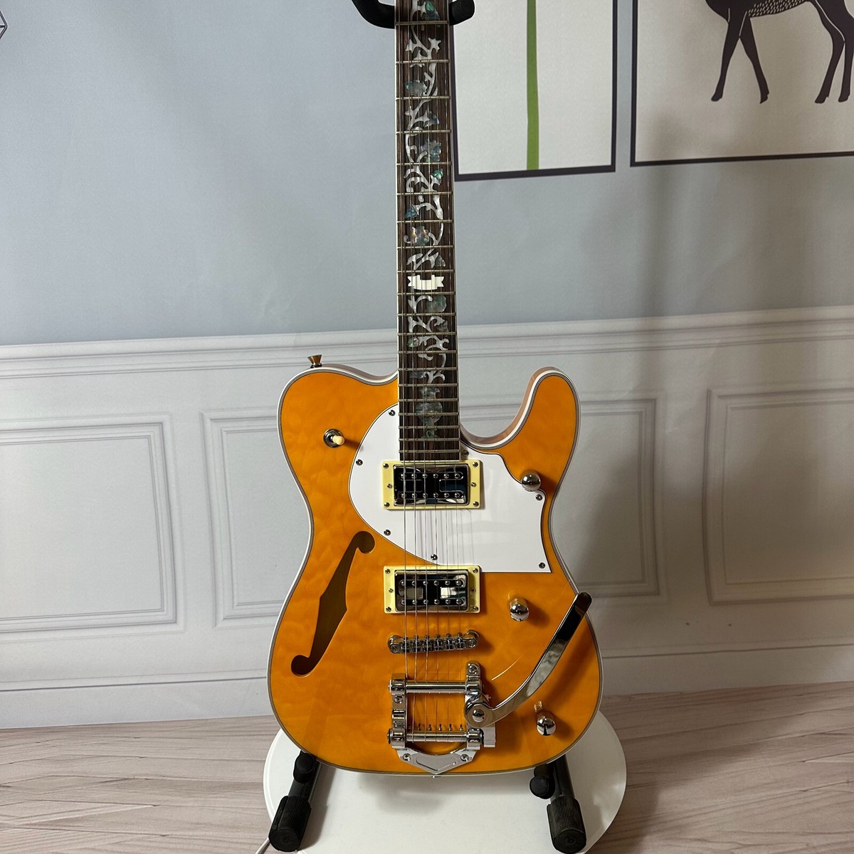 ZUWEI Semi-Hollow Body TL Electric Guitar Basswood Body