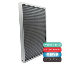 Washable Furnace Air Filter 20"x25"x2" MERV 5 , Aluminum Electrostatic Filter